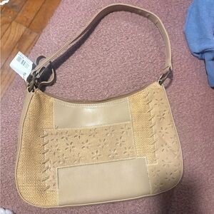 Vintage Y2K Nine West leather tan patchwork shoulder bag